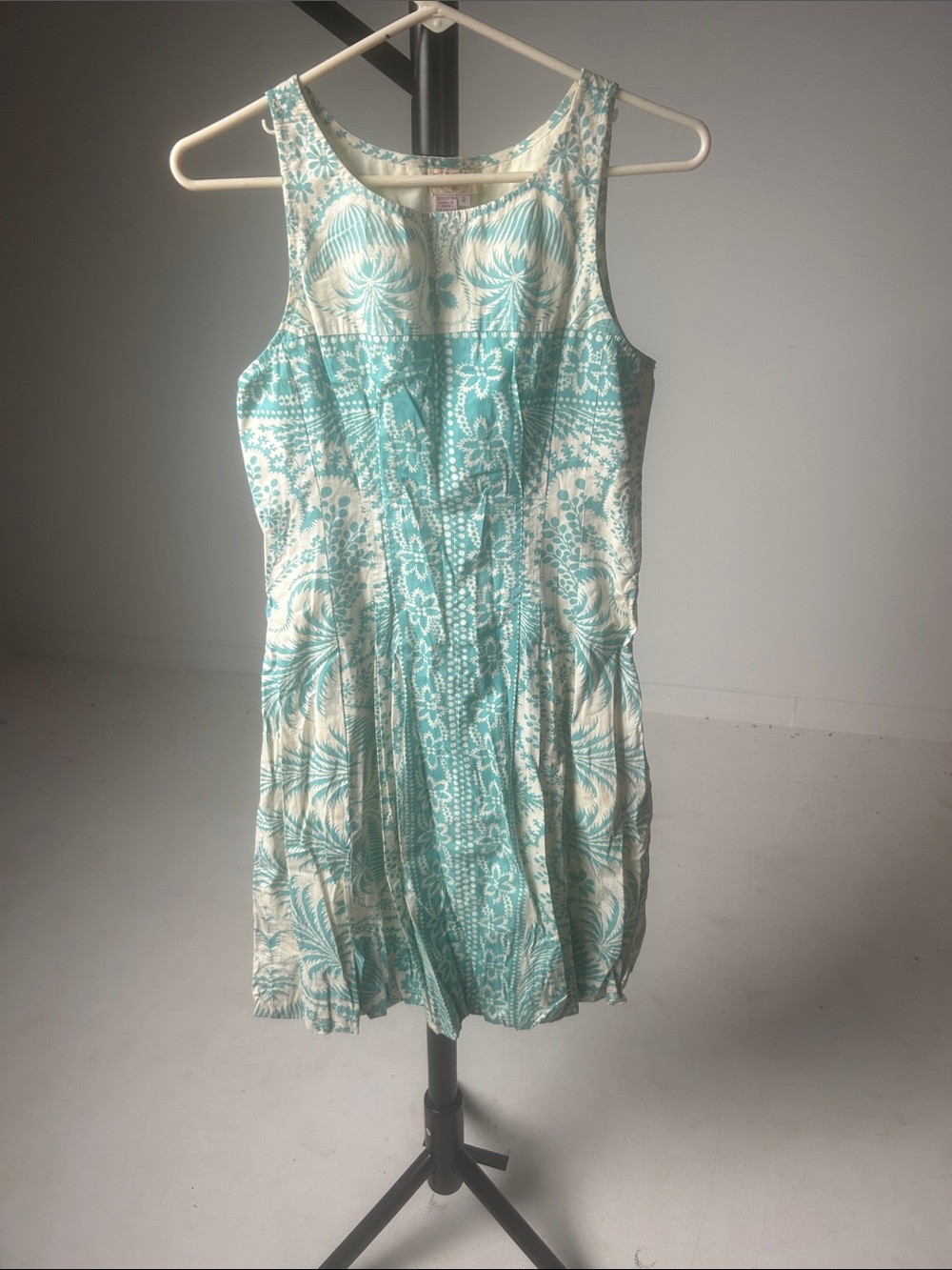 Plenty by Tracy Reese Aqua and Cream Printed Sleeveless Mini Dress
